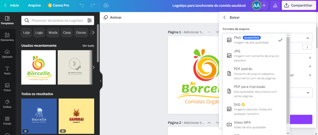 Download logo no Canva